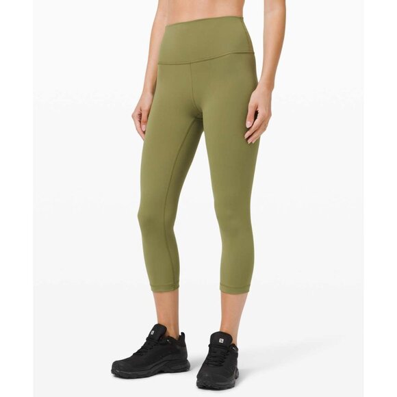 Lululemon Wunder Train Green High-Rise Crop 21" Athletic Leggings Women's Sz 2 - Picture 3 of 9